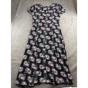 VTG Starina Women's L Maxi Prairie Dress Floral Button Front Whimsygoth Boho 90s